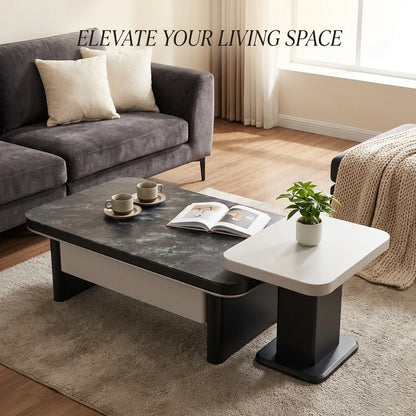 Modern Two-piece Design, Coffee Table, Wooden Board, Glossy Paint, Easy to Clean, Durable, Household Living Room Furniture