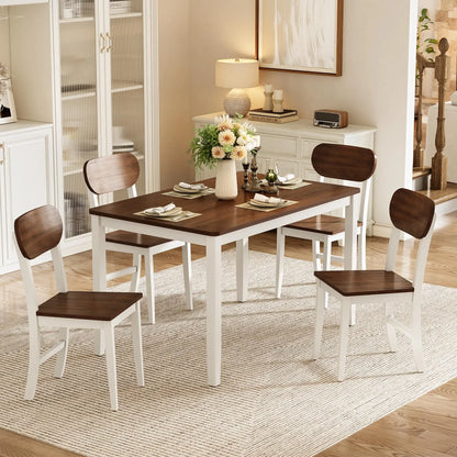 5-Piece Solid Wood Dining Table Set for 4