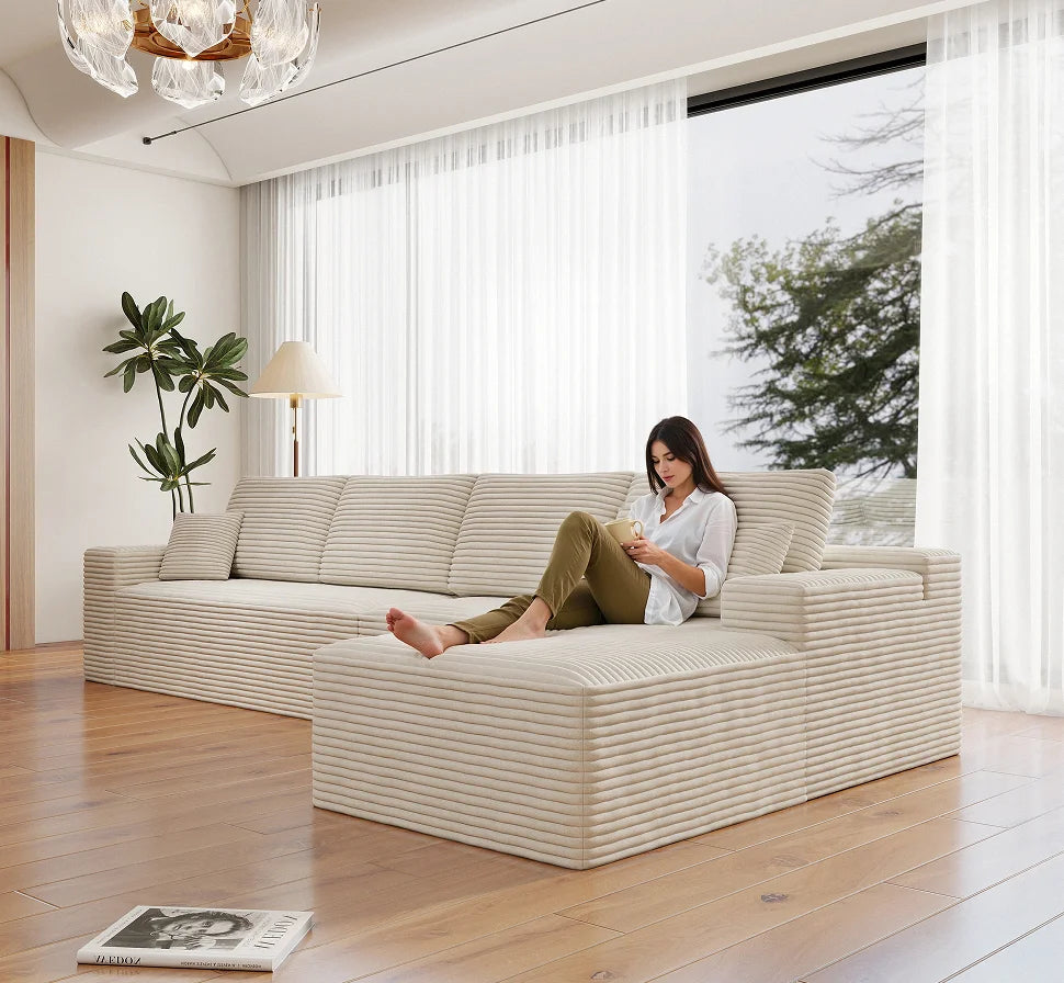 Modular Convertible Sectional Sofa  Upholstered L-Shape Modern Sofa for Living Room Bedroom Apartment No Assembly Required