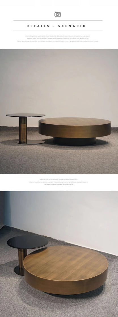 Luxury Modern Round Coffee Table Sets Hotel Center Tables Frame Combination Coffee Table Living Room Metal With Glass 1 Piece