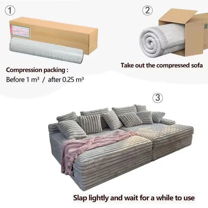 High End Modern Square Brown Fabric Three Seat Sofa Bed Foldable Large Sofa Sample for Family Room with Free Shipping