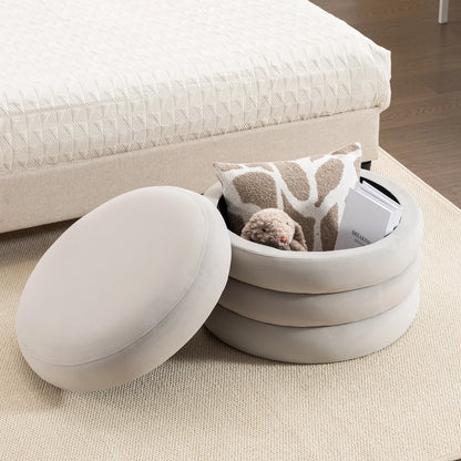 Modern Comfort Upholstered Ottoman with Storage Wood Frame for Home Living Room or Office Furniture