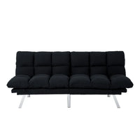Multifunctional Modern Sofa Bed Foldable 2-Seater Velvet Fabric for Bedroom Living Room & Apartments (Black)