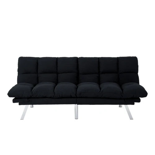 Multifunctional Modern Sofa Bed Foldable 2-Seater Velvet Fabric for Bedroom Living Room & Apartments (Black)