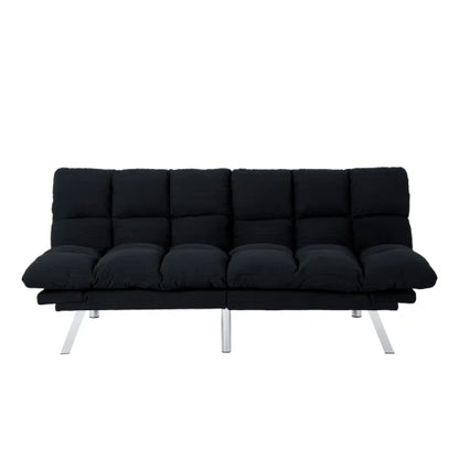 Multifunctional Modern Sofa Bed Foldable 2-Seater Velvet Fabric for Bedroom Living Room & Apartments (Black)