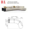 Nordic Style Convertible Upholstered Fabric Sectional Sofa with Curved Arms for Hotel Living Room Apartment