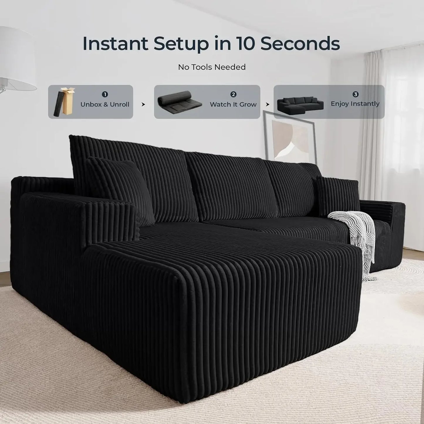 USA Trending Products Low Minimum Order Quantity Reclining Upholstered Modern Sectional L Shaped Sofa Compressed Packed Saving