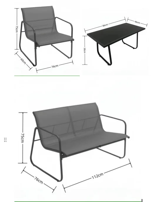 4-piece Durable Modern Comfortable Outdoor Courtyard Furniture Living Room and Garden Sofa Metal Frame 1-year Warranty