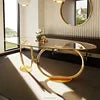 Italian Luxury High-Grade Metal Tempered Glass Oval Dining Table Set Modern Design for Home Apartment Villa 10+ Seater