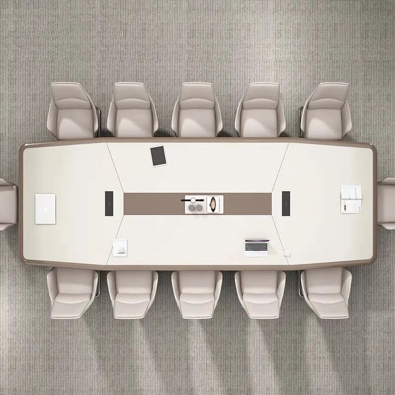 Modern Wood Conference Table White Adjustable Height Long Large Office Furniture for Commercial Use