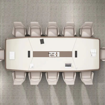 Modern Wood Conference Table White Adjustable Height Long Large Office Furniture for Commercial Use