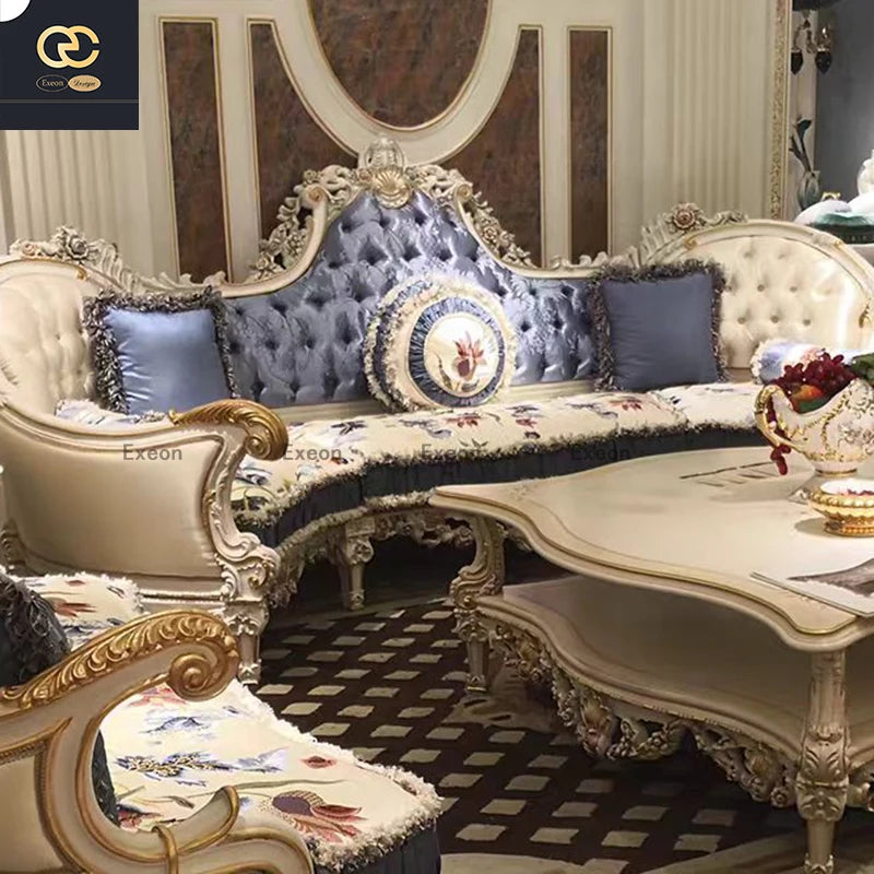 High-end Aristocrat Luxury European Style Household Fabric Living Room Design Combination Sofa