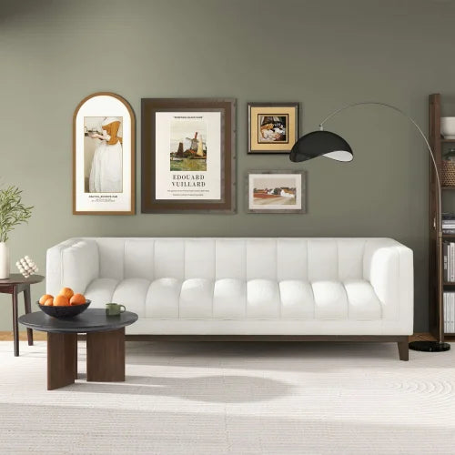 Modern Melissa Mid-Century  3-Seater White Boucle Modern Sofa for Living Room Furniture