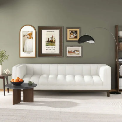 Modern Melissa Mid-Century  3-Seater White Boucle Modern Sofa for Living Room Furniture