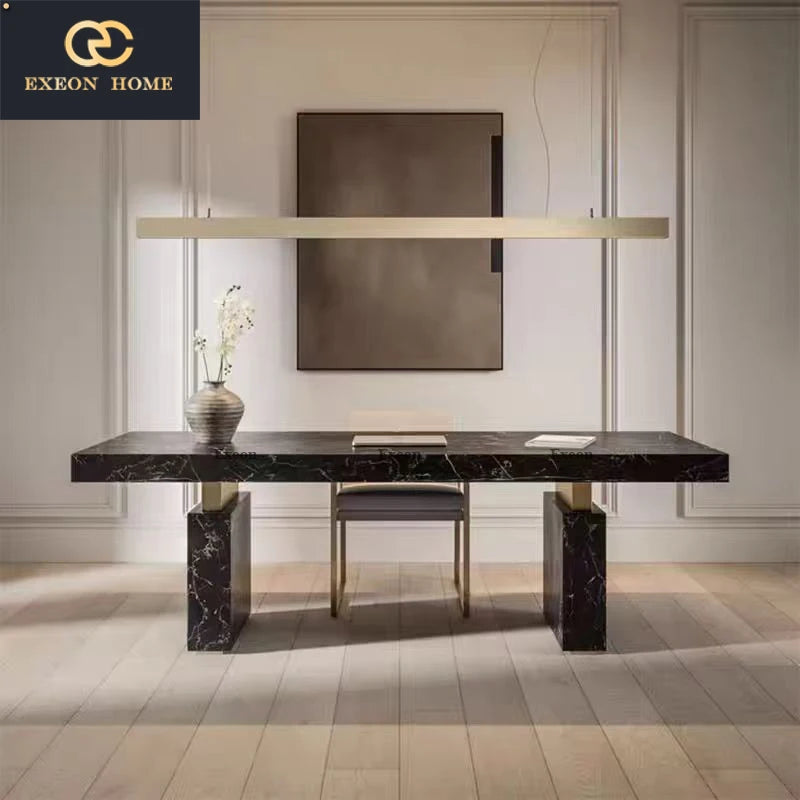 2024 High-end Italian Luxury Green Emerald Marble President Desk High-end Villa Design Learning Table
