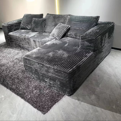 Modern Style Rabbit Plush Corduroy Fabric Bean Bag Sofa Module Vacuum Compression for Living Room Corner Section