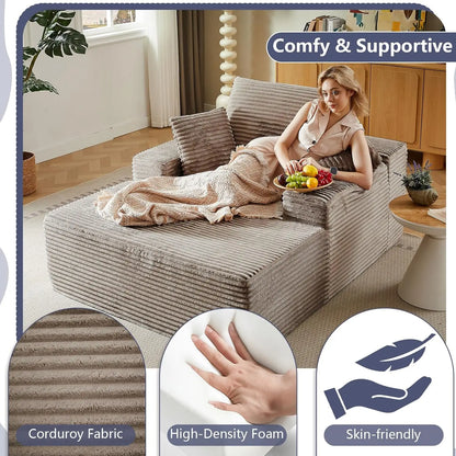 Compress Single Lazy Sofa Corduroy Sectional Sofa Living Room Bedroom Recliner