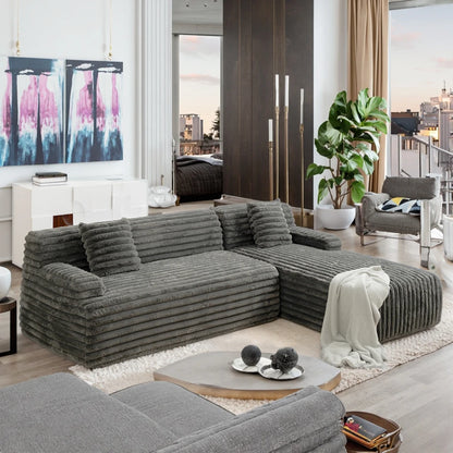 Cloud Convertible Sectional Sofa Set Modular Design for Apartment Living Room Dark Gray