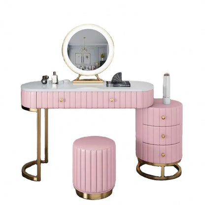 Nordic Modern Vanity Dresser With Drawers, Bedroom Furniture Makeup Dresser With Mirror, Dressing Table With Lights