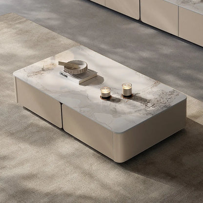 Italian Minimalist Stone Coffee Table Living Room Simple Modern Design Suitable Various Sizes Apartments Rectangular