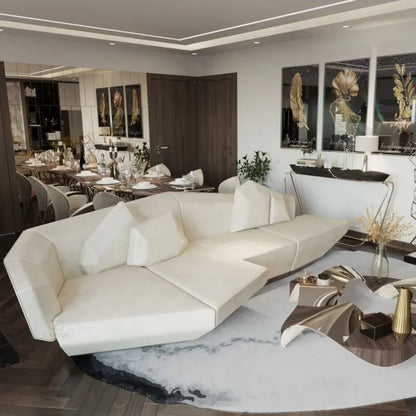 Italian Light Luxury Leather Sofa Curved Corner Combination Sofa Villa Living Room Designer Furniture