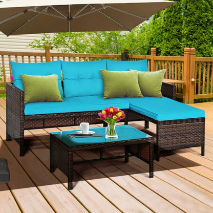 DB Modern Outdoor Patio Corner Rattan Sofa Set 3-Piece Durable PE Furniture for Garden or Living Room for Warehouse Use