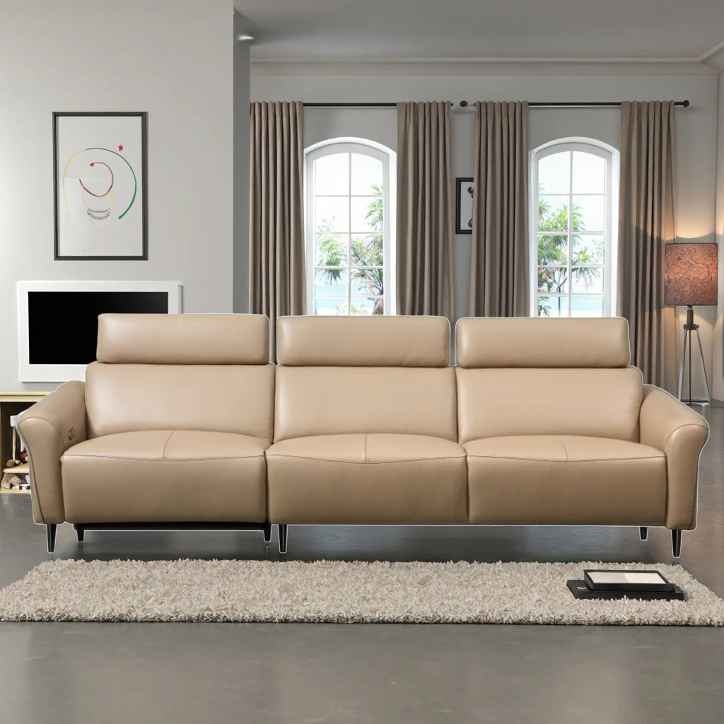 Modern Luxury Import Indoor Leather 3 Seater Adjustable Sectional Electric Recliner Sofa Set Sponge Wood Frame Adjustable Villa