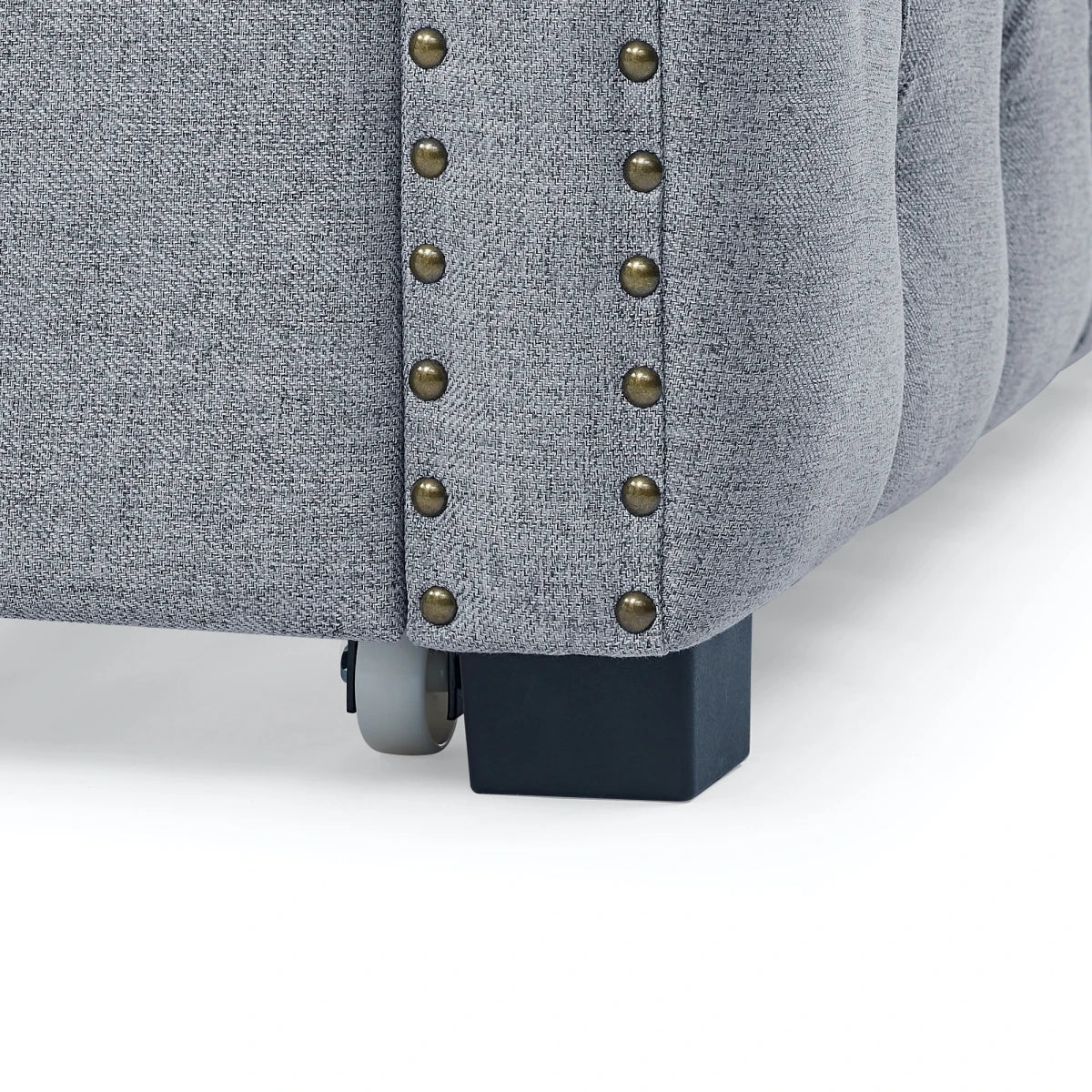Daybed with Trundle Upholstered Tufted Sofa Bed With Button and Copper Nail on Square Arms Full Daybed and Twin Trundle