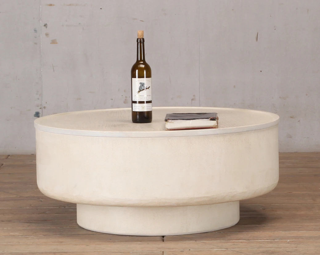 Japanese Wabi-Sabi Antique Luxury Coastal Design Coffee Table Living Room Solid Wood Stone Top Customizable Color Furniture 3