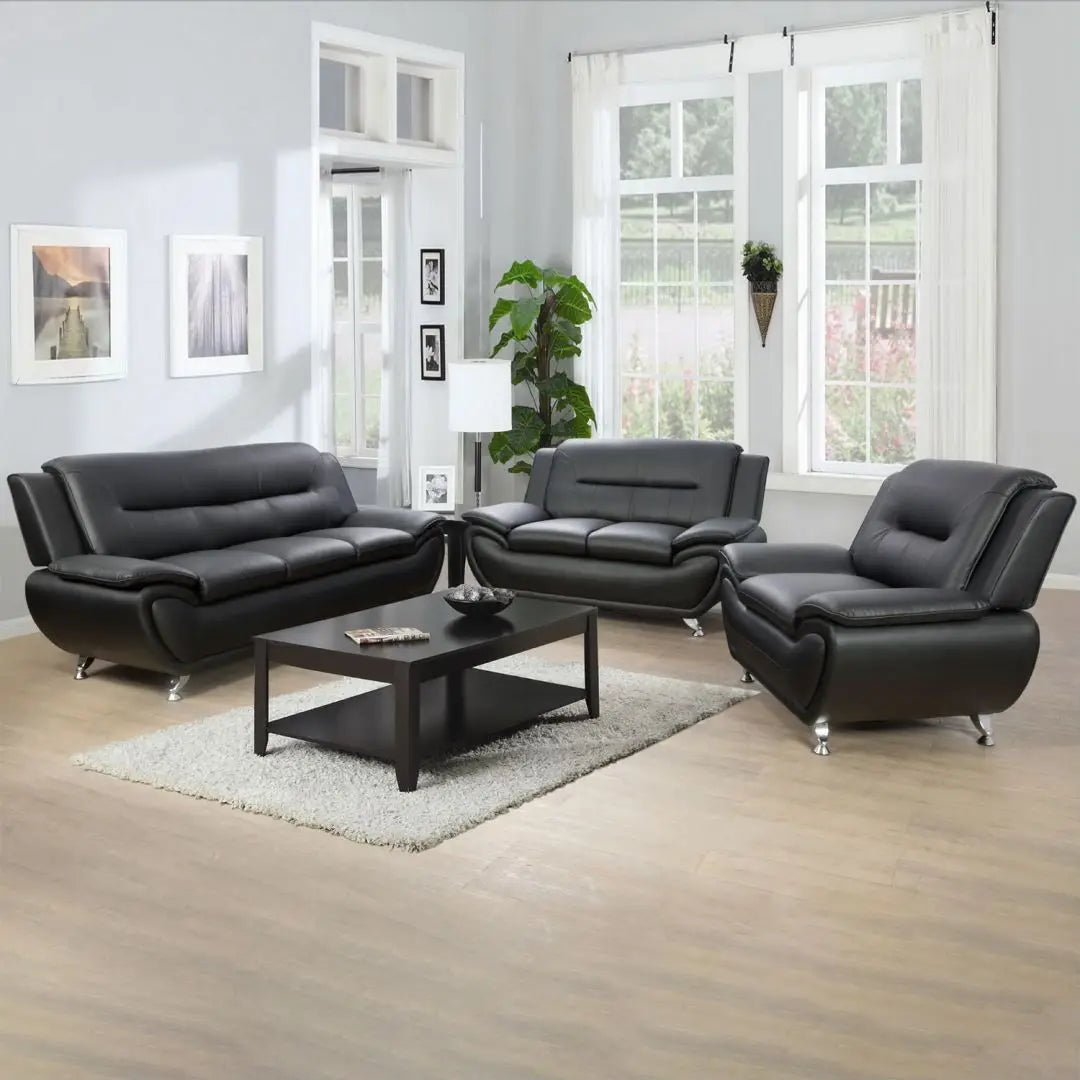 Luxury Modern 2 Seater Sofa Set Furniture Home Office Hotel Black Leather Modular Sofas for Sale