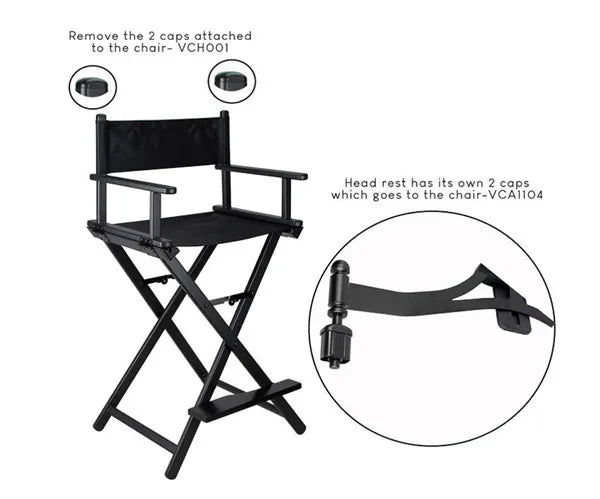 Modern Portable Aluminum Director Chair with Headrest - Portable Makeup Artist/Manager Folding Chair for Better Rest