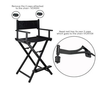 Modern Portable Aluminum Director Chair with Headrest - Portable Makeup Artist/Manager Folding Chair for Better Rest