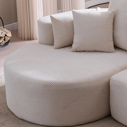106 In. 2-Piece Modern Reclining Fabric Cloud Curved Sectional Sofa Set with Chaise for Villa Living Room Bedroom Apartment-Gray
