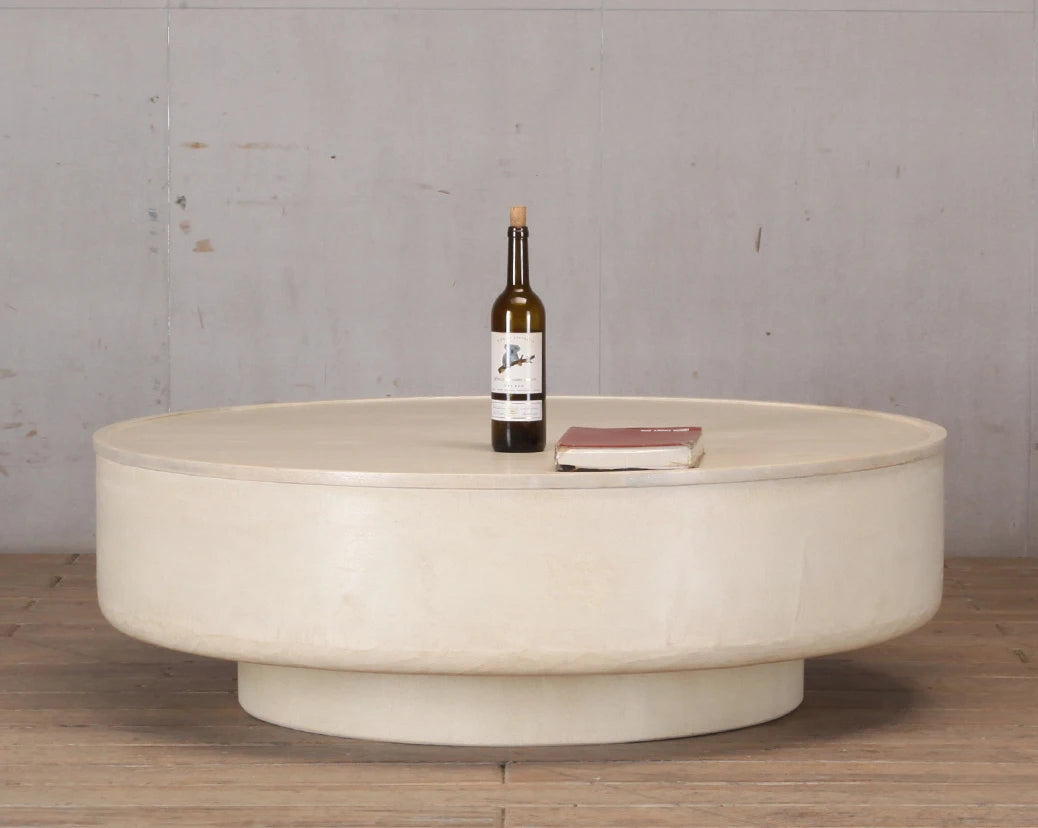 Japanese Wabi-Sabi Antique Luxury Coastal Design Coffee Table Living Room Solid Wood Stone Top Customizable Color Furniture 3