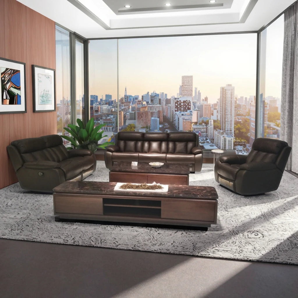 Modern Home Living Room Modular Foldable 3 2 1 Functional Reclining Italy Leather Sofa Multi Functional Electric Home Furniture