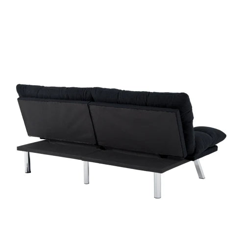Multifunctional Modern Sofa Bed Foldable 2-Seater Velvet Fabric for Bedroom Living Room & Apartments (Black)