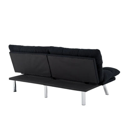 Multifunctional Modern Sofa Bed Foldable 2-Seater Velvet Fabric for Bedroom Living Room & Apartments (Black)