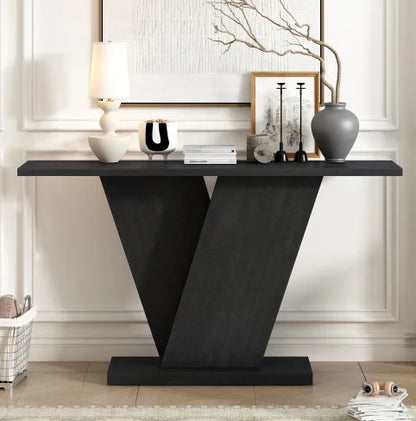 Modern Solid Wood Console Table with V-Base Design and Storage Eco-Friendly and Durable Home Furniture for Living Room