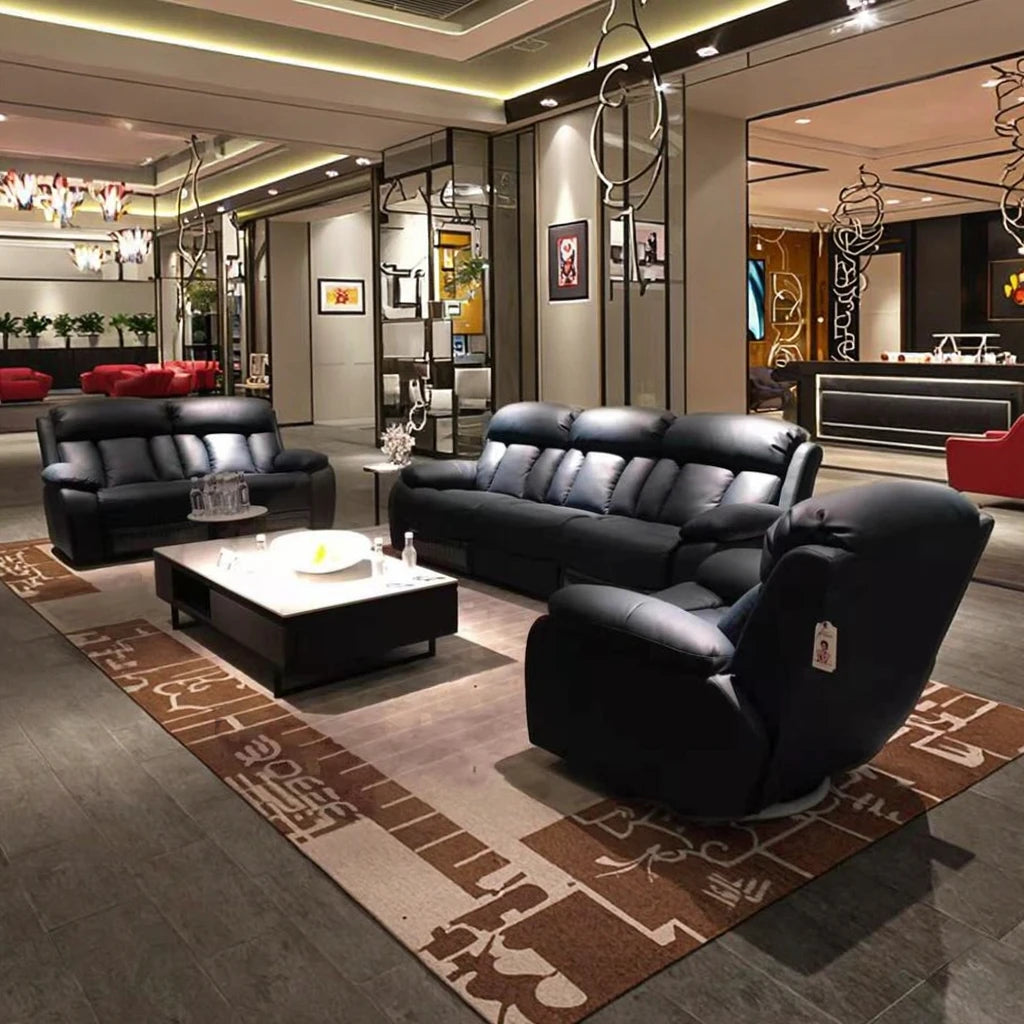 Modern Home Living Room Modular Foldable 3 2 1 Functional Reclining Italy Leather Sofa Multi Functional Electric Home Furniture