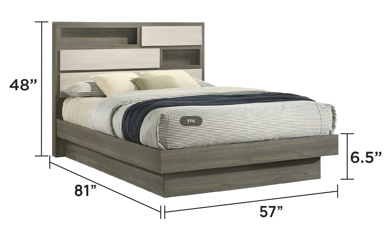 Modern 5-Piece Full Bedroom Set with Convertible & Adjustable Bed Wood in Beige & Brown Home Bedroom Furniture