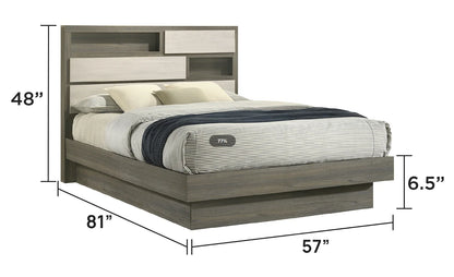 Modern 5-Piece Full Bedroom Set with Convertible & Adjustable Bed Wood in Beige & Brown Home Bedroom Furniture
