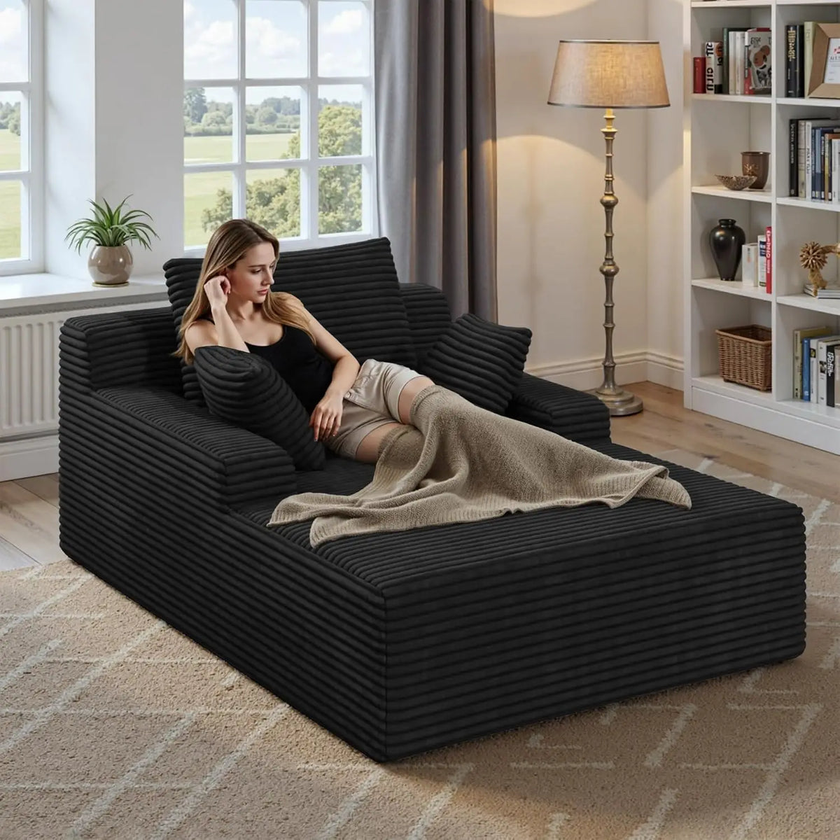 Vacuum Compression Boneless Sofa Corduroy White Rolled High-density Sponge Integrated Sofa Bed