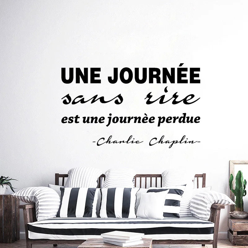 Wall Sticker Journée Sans Rire Est Une Journée Perdue Art Decal Living Room Home Decor Poster French Quote Wall Decor Mural