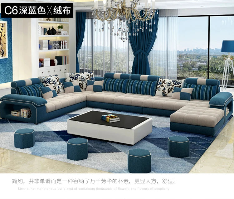 MANBAS Fabric Big Sofa Set Living Room Furniture Cloth Sofa Modernos Para Sala Sectional Sofa U Shape Corner Couch Grandes Salon