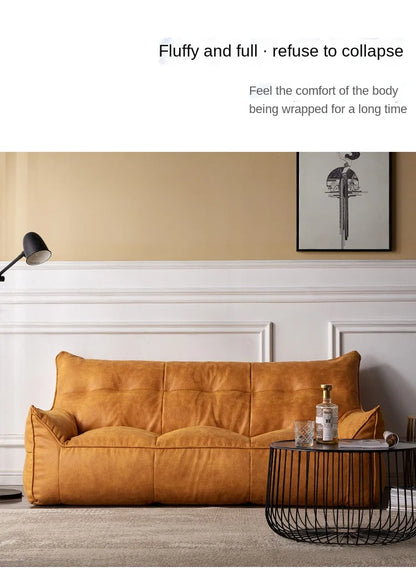 OTAUTAU 3-seat Retro Faux Leather Bean Bag Sofa Cover SF003【No Filler Inside ! You Need To Buy The Filler By Yourself！】