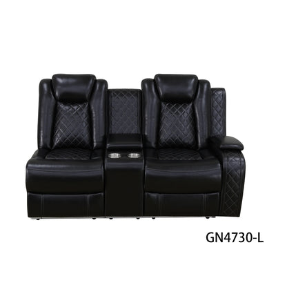 3-Piece Black Breathing Leather Recliner Sofa Set Upholstered Extendable Sponge Filling for Apartments Hotels Villas