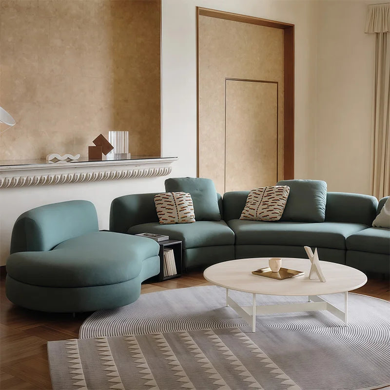 Nordic Style Convertible Upholstered Fabric Sectional Sofa with Curved Arms for Hotel Living Room Apartment