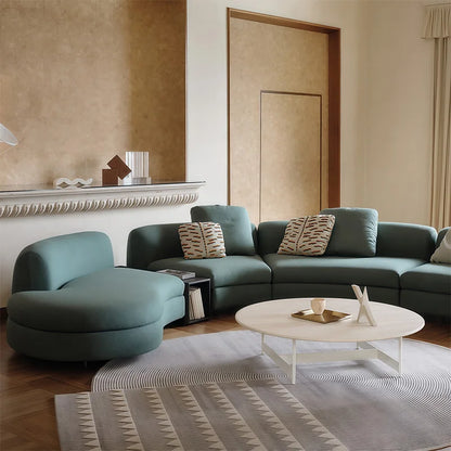 Nordic Style Convertible Upholstered Fabric Sectional Sofa with Curved Arms for Hotel Living Room Apartment