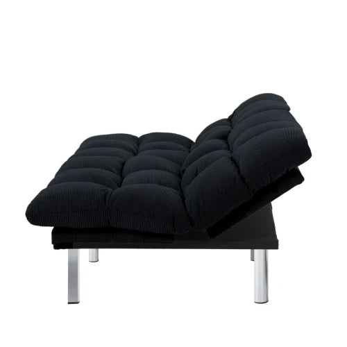 Multifunctional Modern Sofa Bed Foldable 2-Seater Velvet Fabric for Bedroom Living Room & Apartments (Black)