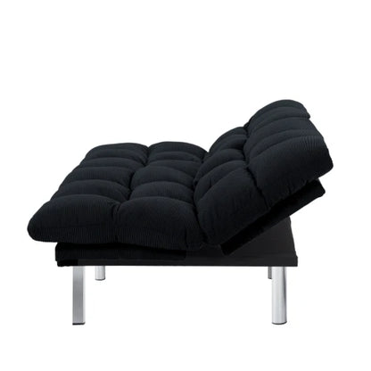 Multifunctional Modern Sofa Bed Foldable 2-Seater Velvet Fabric for Bedroom Living Room & Apartments (Black)